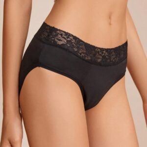 Culotte menstruelle noire lavable et absorbante pour femme au Maroc